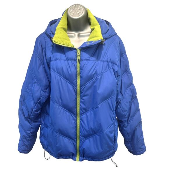 Cabela's Goose Down Winter Blue/Green Jacket Detachable Hood 650 Fill Power-L - Picture 1 of 9
